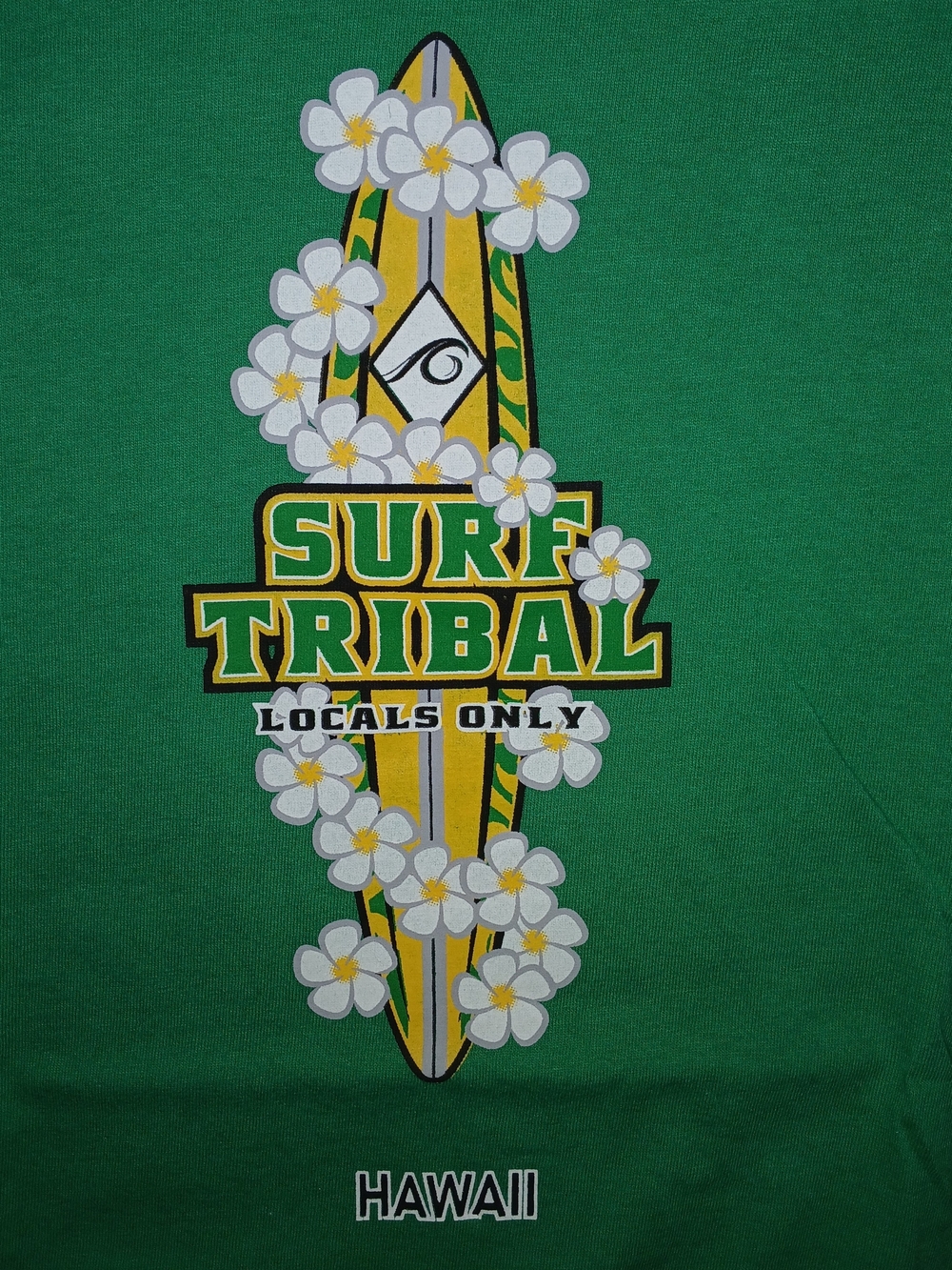 Surf Tribal Green Graphic  Hawaii Tee Shirt Teen Sz. Medium